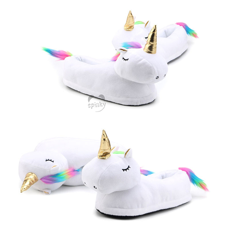 White Indoor Unicorn Slippers For Adult