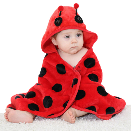 Red Ladybird Hooed Baby Blanket